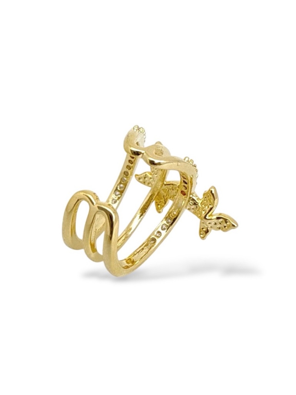 Butterfly Ear Cuff Gold Plated Real Zirconia - Picture 3 of 10